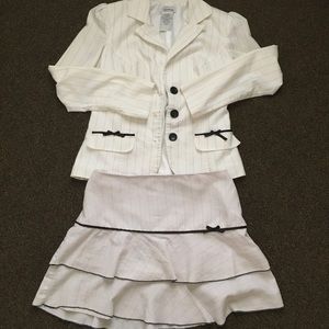 White Striped Blazer and Skirt